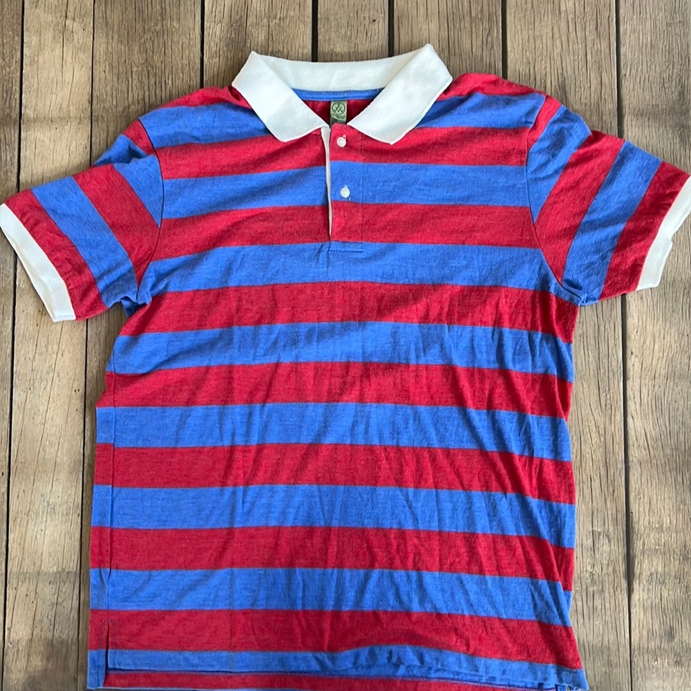Alternative Blue and Red Mens XL Polyester/Cotton/Rayon Blend Polo Shirt